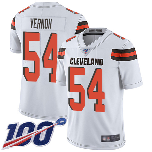 Cleveland Browns Olivier Vernon Men White Limited Jersey #54 NFL Football Road 100th Season Vapor Untouchable->cleveland browns->NFL Jersey